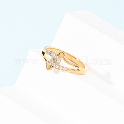 Bagues en acier inoxydable 304 avec zircone cubique transparente pour femmes&nbsp;RJEW-Z115-01G