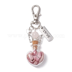 Pendentif décoratif en forme de bouteille de souhaits d'ange avec éclat d'aigue-marine et de rhodonite naturelle&nbsp;HJEW-JM02411