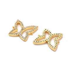 Breloques connecteur papillon en laiton micro pavé de zircones cubiques transparentes&nbsp;KK-H515-19G