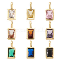 9 ciondolo rettangolare in ottone con micro pavé di zirconi cubici in 9 colori&nbsp;KK-TA0008-33