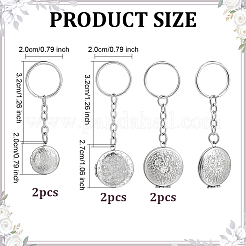 6 porte-clés pendentif médaillon en acier inoxydable&nbsp;KEYC-ME0001-17B