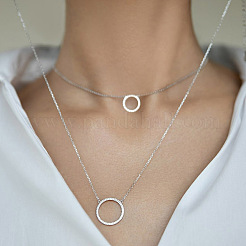 Conjunto de pendientes y collar geométricos de circonita plateada s925 para mujer&nbsp;IQ8256-1