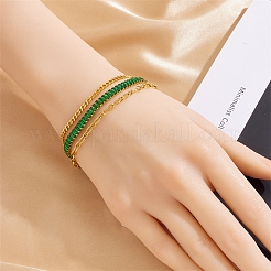 Bracelets multibrins triple couche en acier inoxydable 304 doré&nbsp;BJEW-C045-01C-G