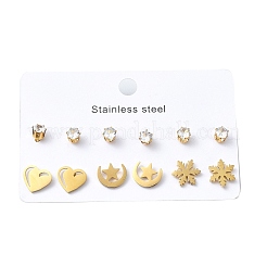 Boucles d'oreilles à tige en acier inoxydable 304 avec micro pavé de zircones cubiques pour femmes&nbsp;EJEW-B112-01G-03