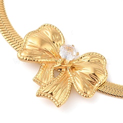 Braccialetti a catena piatta con ciondolo a forma di fiocco in strass di cristallo in acciaio inossidabile 304 per donna&nbsp;BJEW-Z070-04G