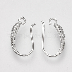 Latón micro allanar ganchos del pendiente del zirconia cúbico&nbsp;ZIRC-Q022-035P-NF