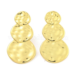 Pendientes de botón de latón redondos y planos con revestimiento de rejilla para mujer&nbsp;EJEW-G410-64G