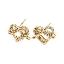 Orecchini da donna in ottone con micro pavé di zirconi cubici&nbsp;EJEW-K312-01G