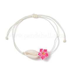 3D-Blumen-Gliederarmband aus natürlicher Muschel und Fimo&nbsp;BJEW-JB09816