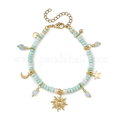 Braccialetti con ciondoli sole e luna in acciaio inossidabile 304&nbsp;BJEW-JB14311