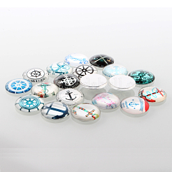 Ruder & Anker gedruckt Glas Cabochons&nbsp;GGLA-A002-12mm-WW