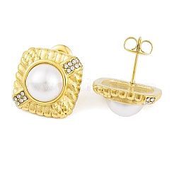 Pendientes de acero inoxidable 304 con rhinestone y revestimiento iónico (IP)&nbsp;EJEW-A049-15G