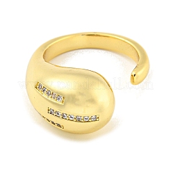 Offener Manschettenring aus Messing mit Mikropavé und klarem Zirkonia für Damen&nbsp;LS-RJEW-M173-02B-G