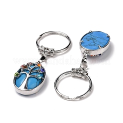 Schlüsselanhänger aus natürlichem und synthetischem Edelstein und buntem Glasbohrer&nbsp;G-M385-02P