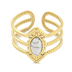 Anillos de brazalete de turquesa sintética de acero inoxidable 304 con revestimiento iónico (IP)&nbsp;G-Z056-03G-02