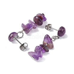 Natürlichen Amethyst baumeln Ohrstecker&nbsp;EJEW-JE06371-06