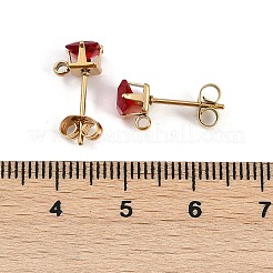 Placcatura ionica (ip) 304 acciaio inossidabile zirconia cubica orecchini a bottone&nbsp;STAS-P373-06B