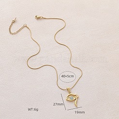 Eleganti collane con ciondolo a forma di occhio in acciaio inossidabile 304 con vetro trasparente per donna&nbsp;YU0551