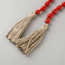 Runde Naturholzperlen Wandbehangdekorationen&nbsp;HJEW-WH20011-05B