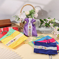 9 Stück 9 Farben 3D-Blumenstickerei Stoffbeutel mit Kordelzug&nbsp;ABAG-CA0001-21
