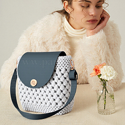 1 sac fait main en cuir PU crocheté sac à bandoulière accessoires kits&nbsp;DIY-CL0001-04A