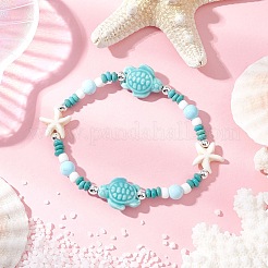 3 Stück Stretch-Armbänder aus synthetischem Türkis und Porzellan sowie gefärbten natürlichen Howlith-Perlen für Damen&nbsp;X-BJEW-JB11793