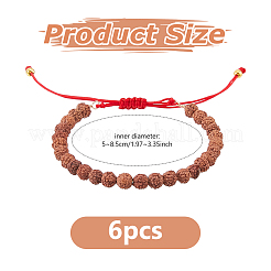 6 bracciale di perline intrecciate con perline di rudraksha naturali rotonde&nbsp;BJEW-DC00021