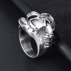 304 Edelstahl Totenkopf mit Krallenfingerring&nbsp;SKUL-PW0002-031D-P