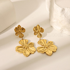 Boucles d'oreilles pendantes en forme de fleur en acier inoxydable 304 à la mode&nbsp;VY5463