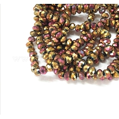 Chapelets de perles en verre électroplaqué&nbsp;EGLA-G014-4mm-FP01