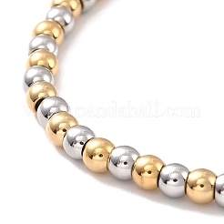 Pulsera de cuentas redondas de acero inoxidable 201 con revestimiento al vacío de PVD para mujer&nbsp;STAS-D179-03GP-02