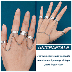 10 Stück 2 Größen Edelstahl offene Manschette Fingerring Komponenten&nbsp;STAS-UN0038-76