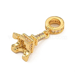 Gestellplattierung Messing klare Zirkonia europäische Anhänger&nbsp;KK-U035-25G