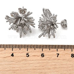 Ohrstecker aus Messing mit Mikropflaster und klarem Zirkonia in Blumenform&nbsp;EJEW-H171-01A-P