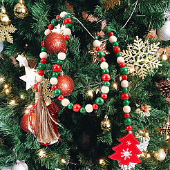 Pendentif en perles de bois sur le thème de noël décorer&nbsp;HJEW-WH0042-09