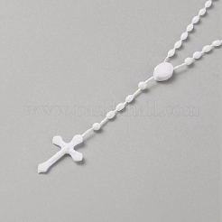 Rosenkranz-Perlenketten aus Kunststoff&nbsp;NJEW-WH0024-05E