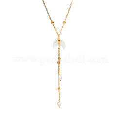 Collier avec pendentif lune en coquillage blanc naturel&nbsp;GK3371