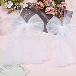 2 velo da sposa in rete di poliestere con fiocco&nbsp;AJEW-SP0003-19