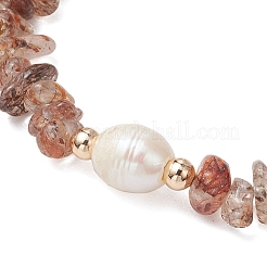 Bracelets tressés réglables en perles de quartz rutile naturelles en or noir&nbsp;BJEW-JB11913