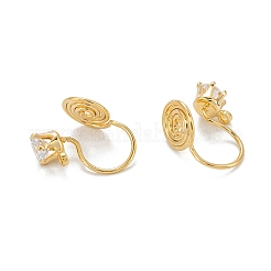 Boucles d'oreilles clip en laiton à micro pavé d'oxydes de zirconium&nbsp;LS-KK-G403-01F-G