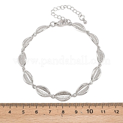 Bracciali a catena in ottone a forma di conchiglia di ciprea per donna&nbsp;BJEW-K248-07B-P