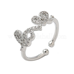 Micro ottone spianare anelli gemelli zirconi&nbsp;RJEW-H256-03P
