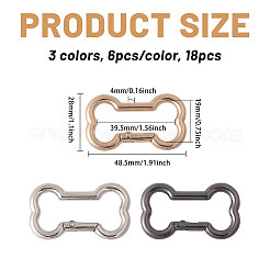 18 Stück 3 Farben Zinklegierung Kletterkarabiner&nbsp;FIND-CA0011-44