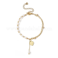 Armbänder mit Herzanhänger aus Messing&nbsp;BJEW-JB12860