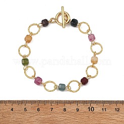 Bracelets à maillons ouverts en tourmaline naturelle et laiton pour femmes&nbsp;BJEW-JB14116-02