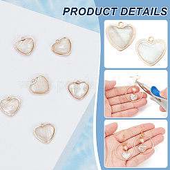 12 Stück Messing Pavé weiße Muschel Herz Charms&nbsp;FIND-BC0013-84A