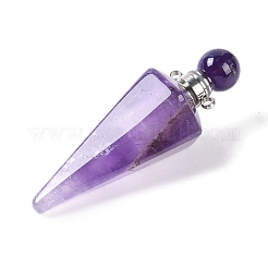 Améthyste naturelle cône à facettes bouteille de parfum ouvrable grands pendentifs&nbsp;G-L524-18P-10