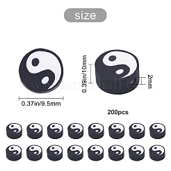 200 pièce de perles en argile polymère faites à la main de style yin yang&nbsp;DIY-SC0015-66A
