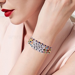 Set di braccialetti elastici fortunati con parole&nbsp;BJEW-SZ0001-94