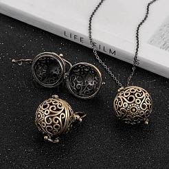 Pendentifs de cage ronde creuse en laiton&nbsp;LS-KK-L079-02-NR